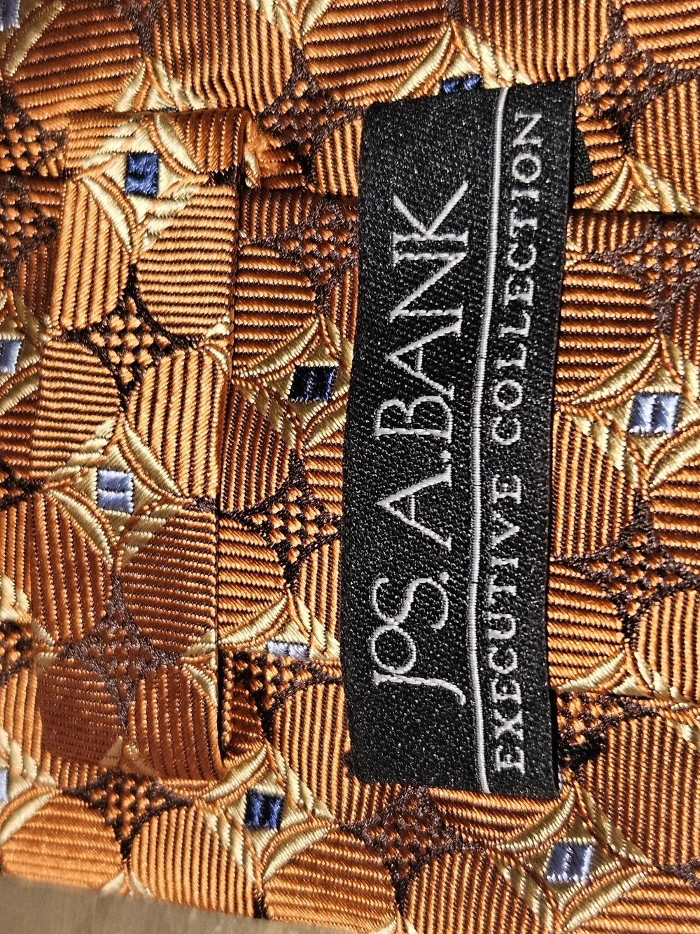 Jos. A. Bank Orange and Blue Geometric Silk Tie